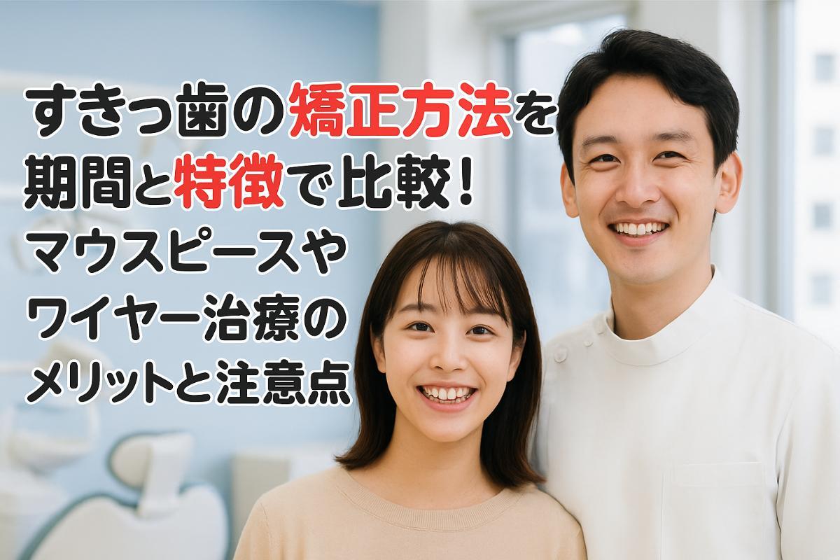 すきっ歯の矯正方法を期間と特徴で比較！マウスピースやワイヤー治療のメリットと注意点